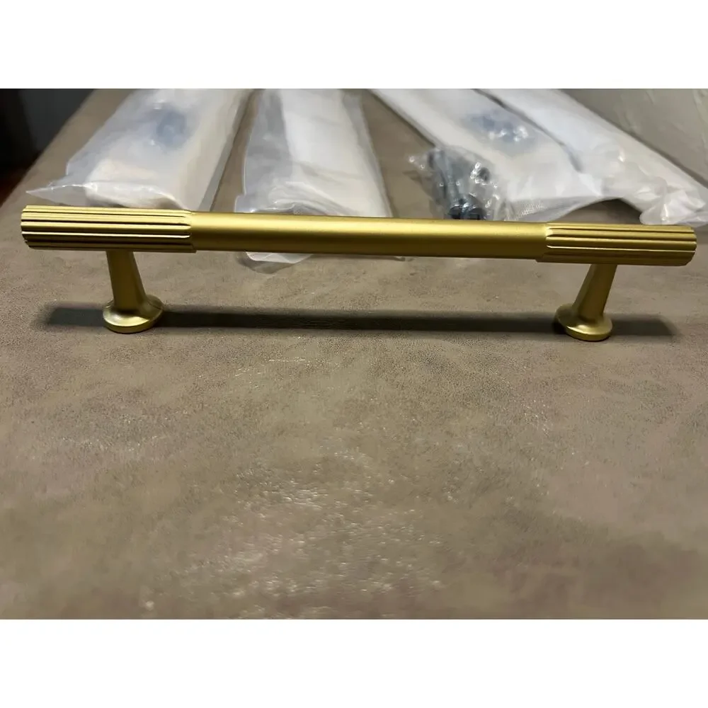 KNOKLOCK 10 Pack 5 Inch(128mm) Kitchen Cabinet Handles Brushed Gold Cabinet-GOLD